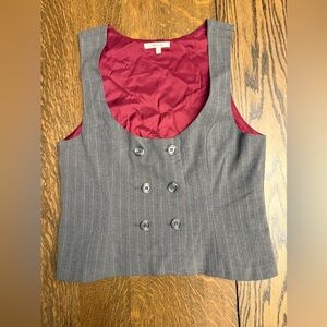 Gray Pinstripe Double-Breasted Women's Top